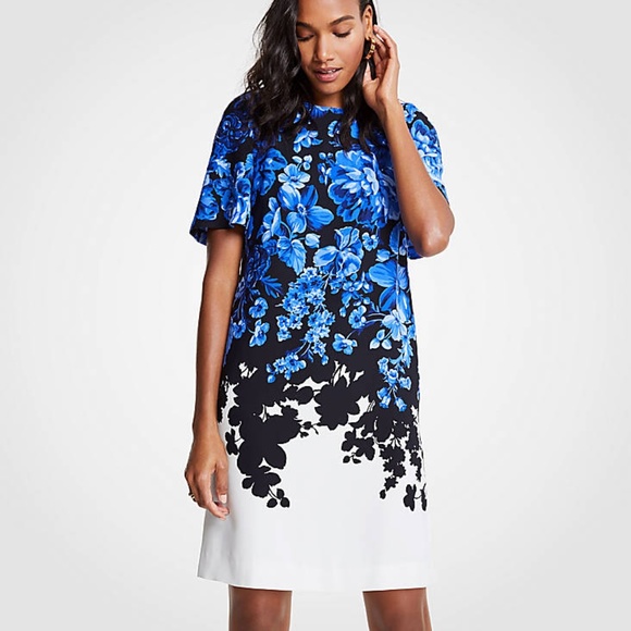Ann Taylor Dresses | Ann Taylor Floral Toile Flare Sleeve Shift Dress | Poshmark